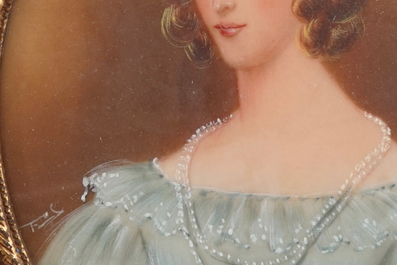A collection of 10 painted portraits, miniatures on ivory, 19/20th C.